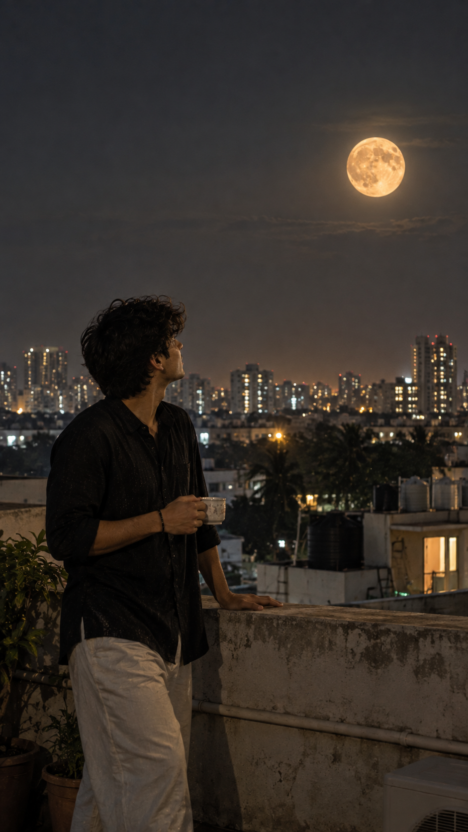 Harvest Moon Rooftop — Cinematic Moonlight AI Photo Prompt — example result