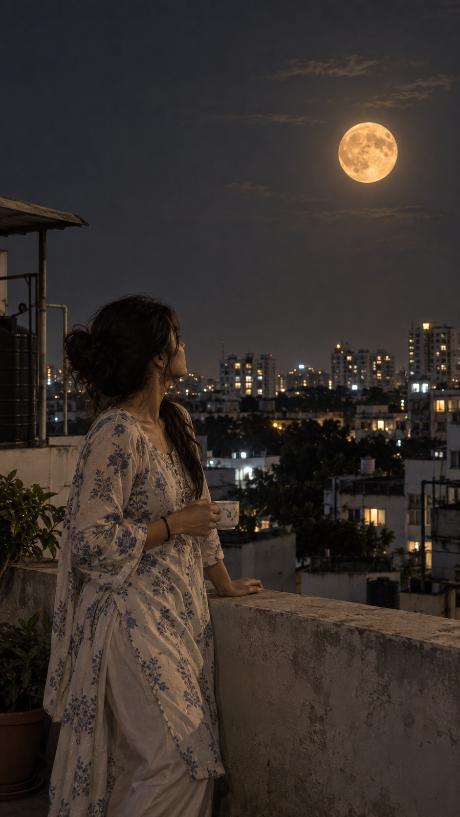 Harvest Moon Rooftop — Cinematic Moonlight AI Photo Prompt — example result