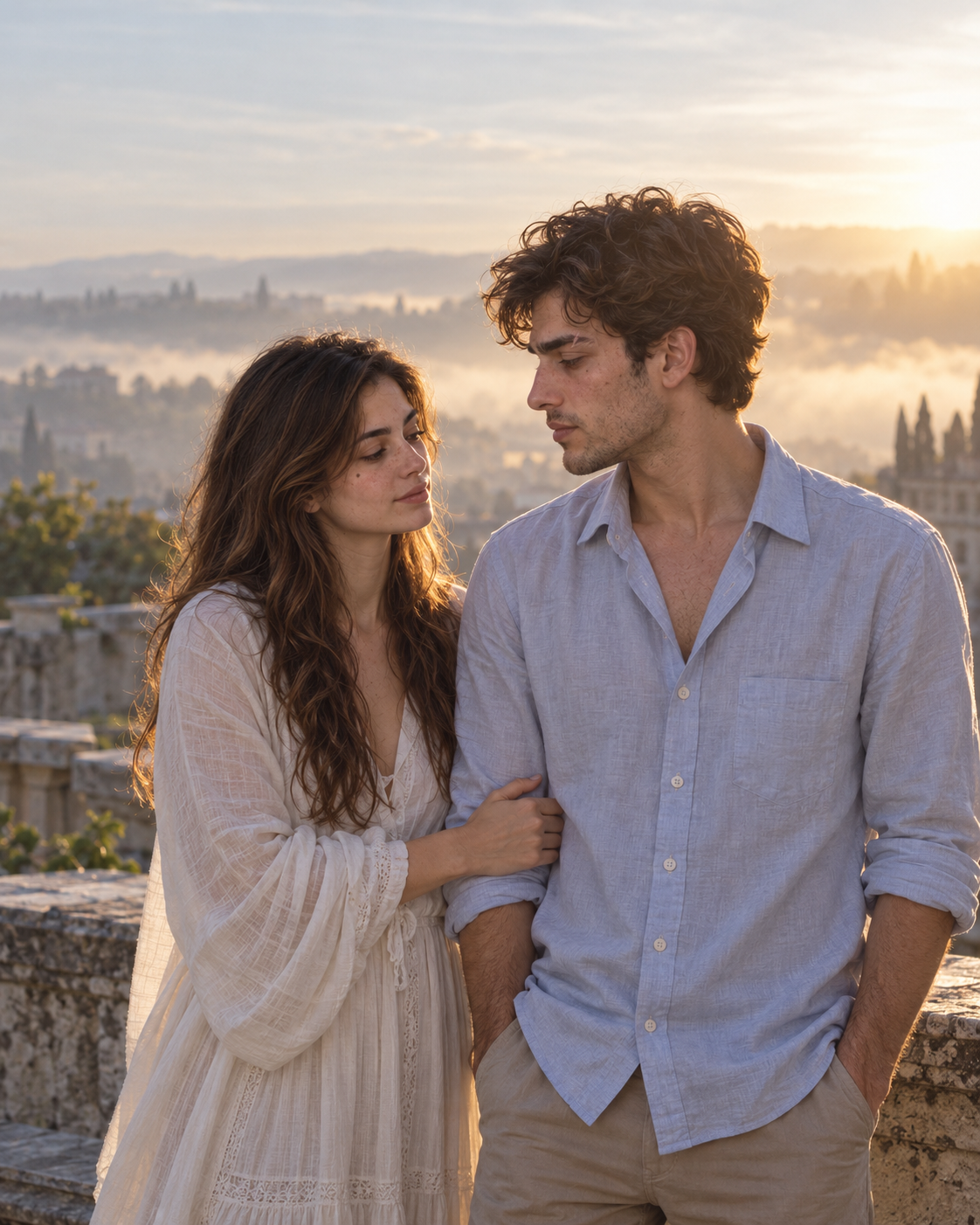 Sunrise Couple Portrait photo Prompt. create sunrise photo for couple — ChatGPT result 1