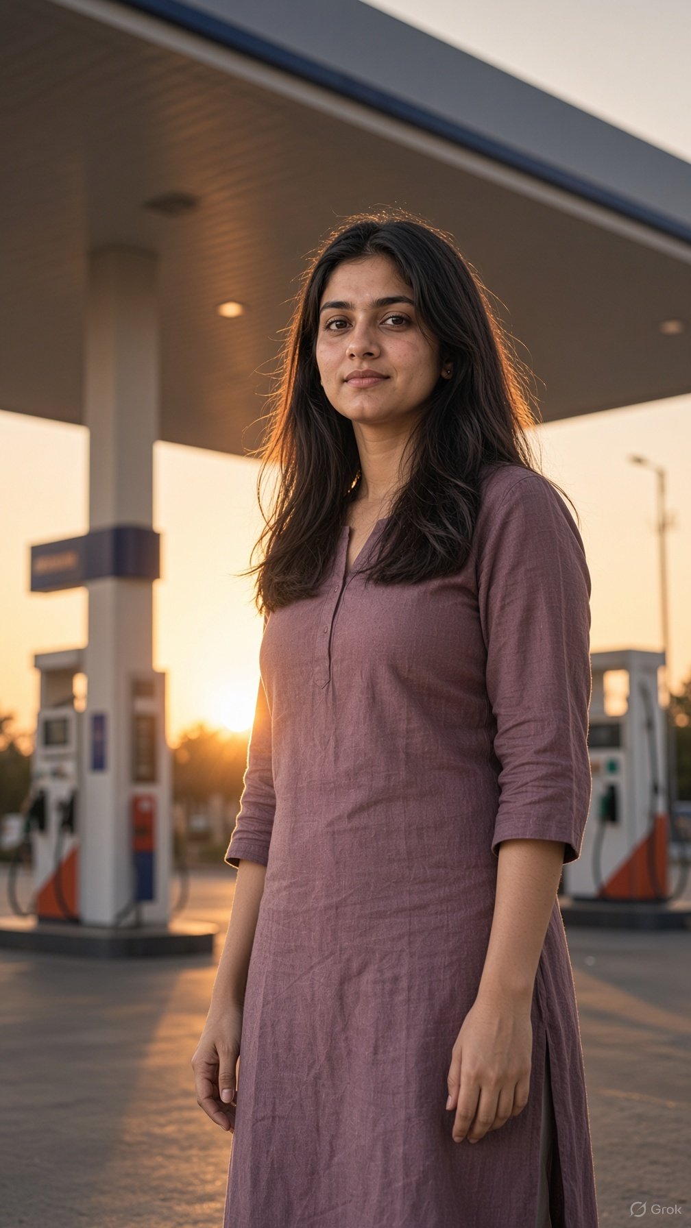 Cinematic Petrol Pump Sunset AI Photo Editing Prompt — example result