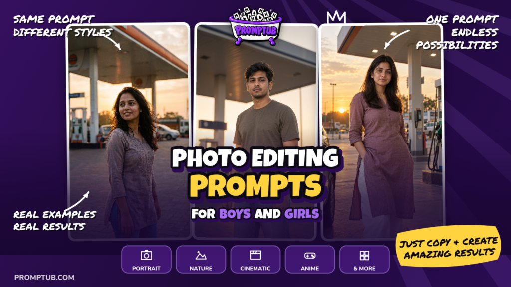 Cinematic Petrol Pump Sunset AI Photo Editing Prompt — AI generated preview