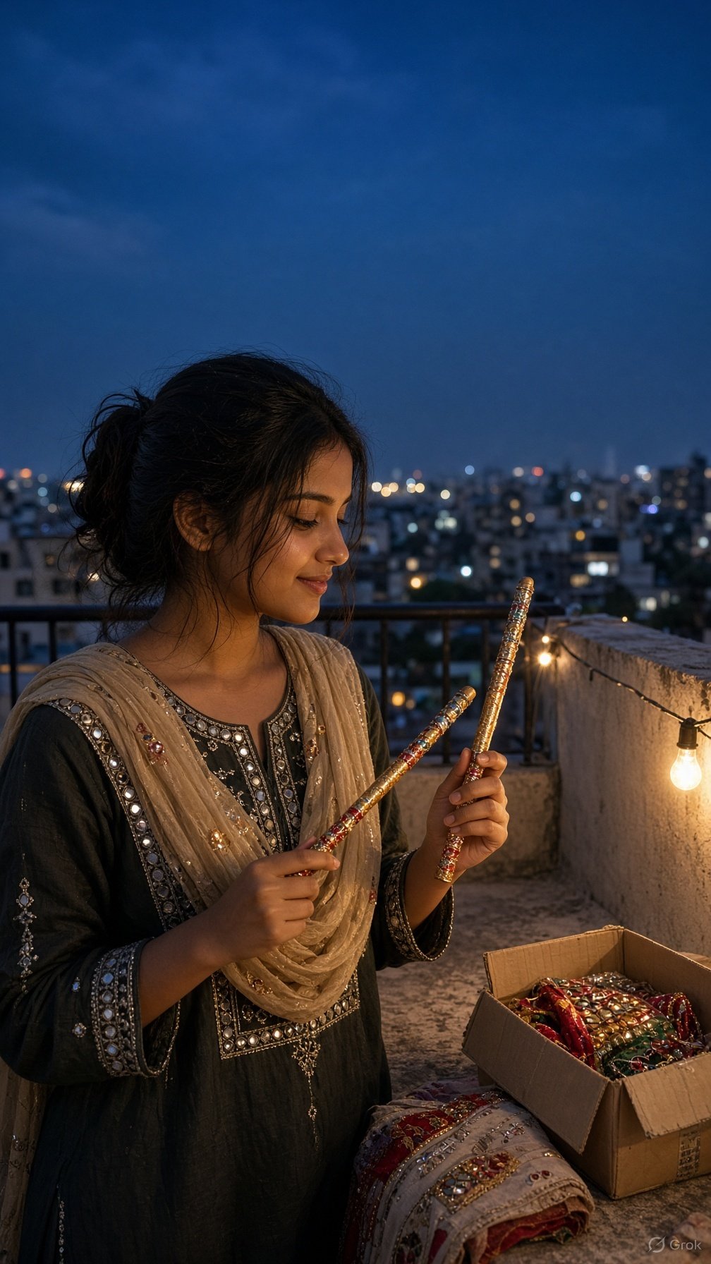 Dandiya Sticks Photo Prompt For Navratri Festival — Grok result 1