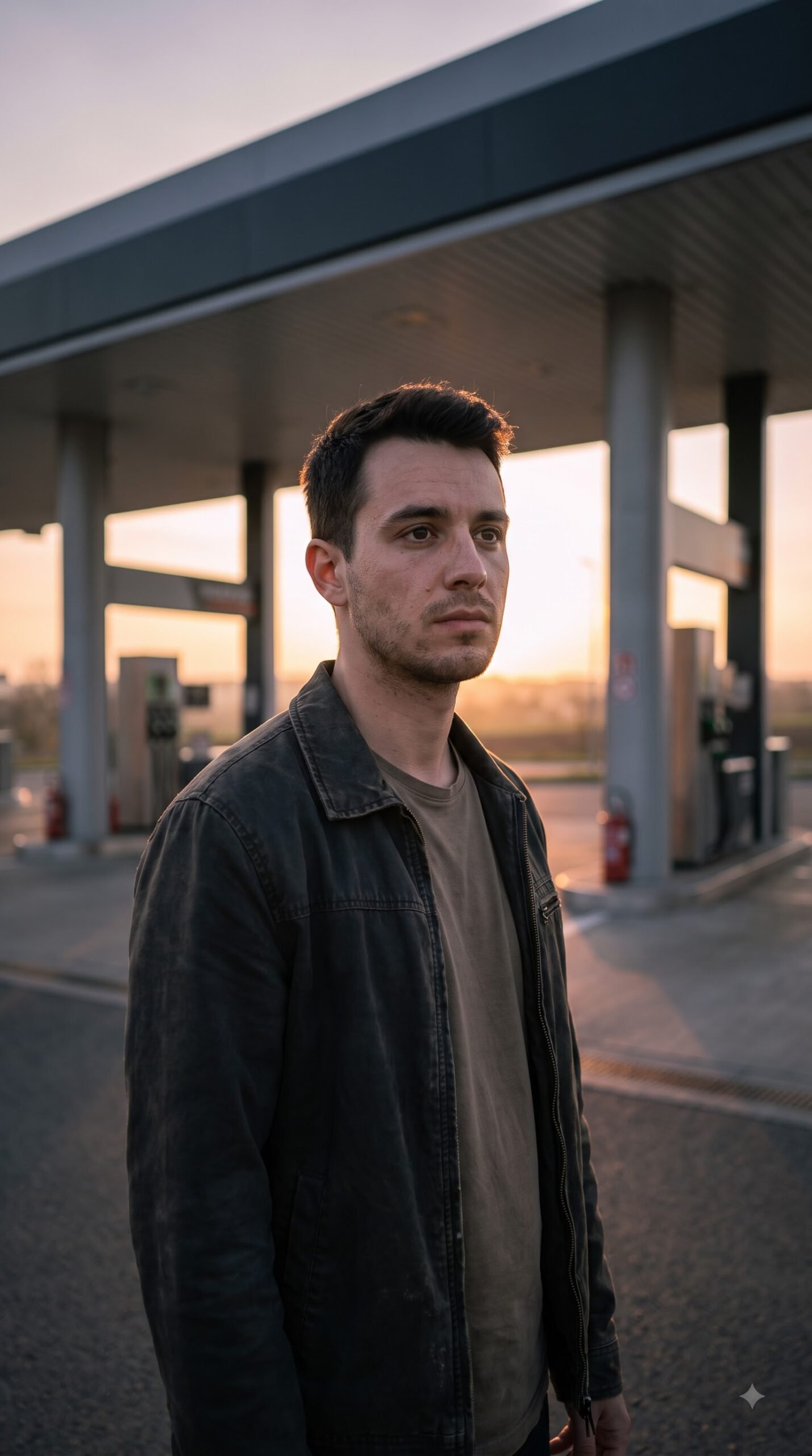 Cinematic Petrol Pump Sunset AI Photo Editing Prompt — example result