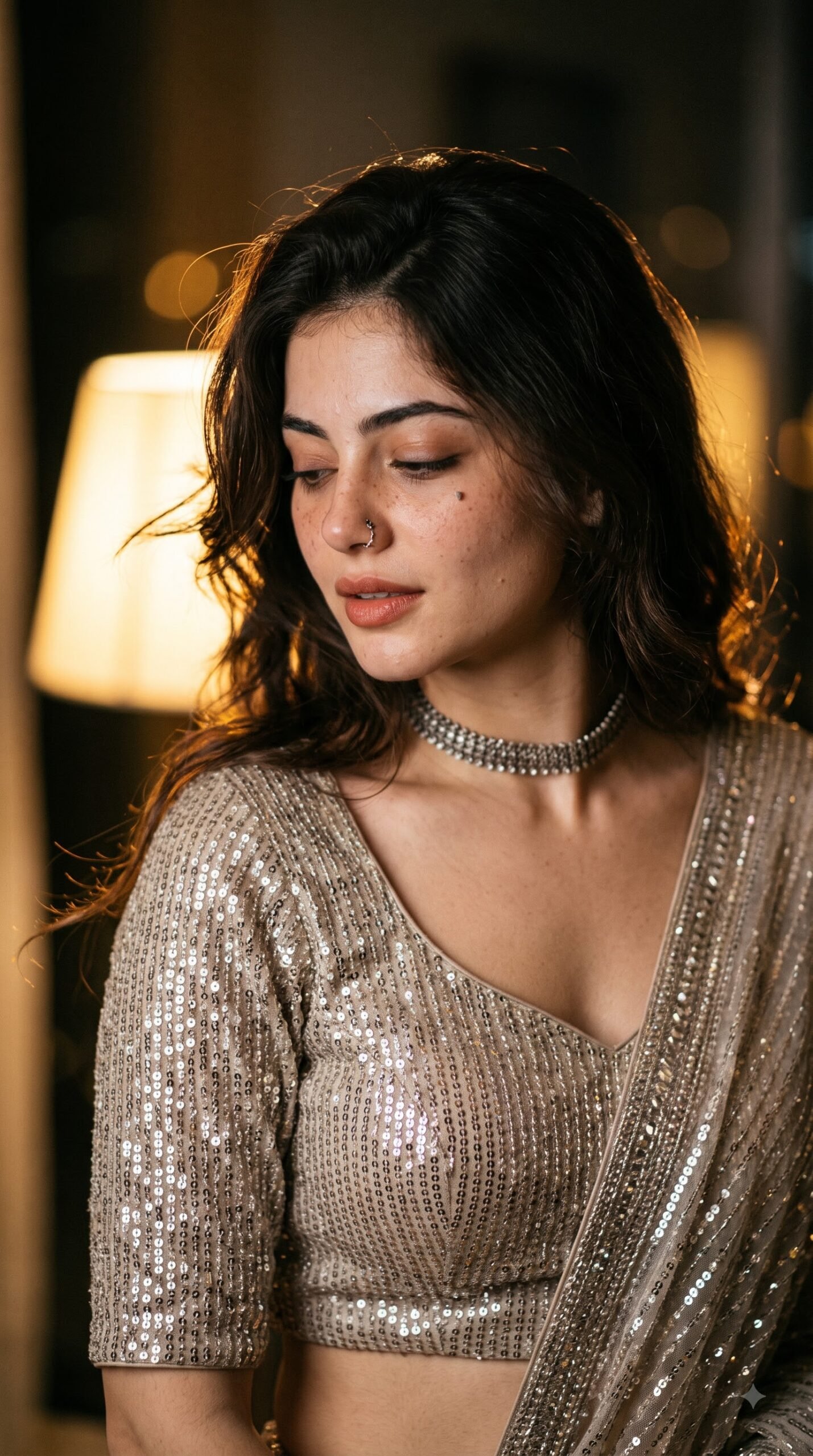 create Silver Sparkle Portrait image using a single prompt — Gemini result 1