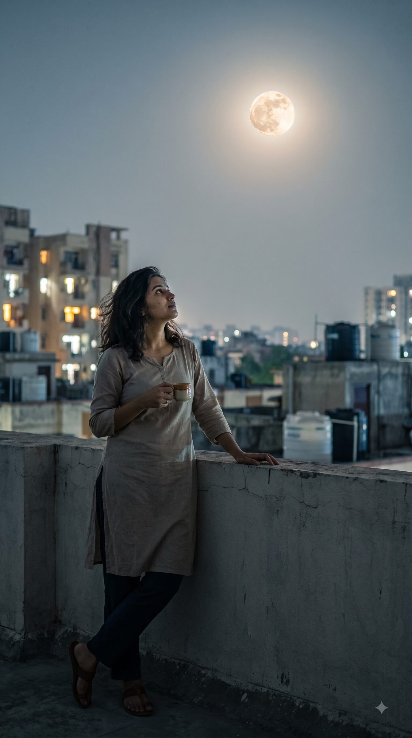 Harvest Moon Rooftop — Cinematic Moonlight AI Photo Prompt — example result