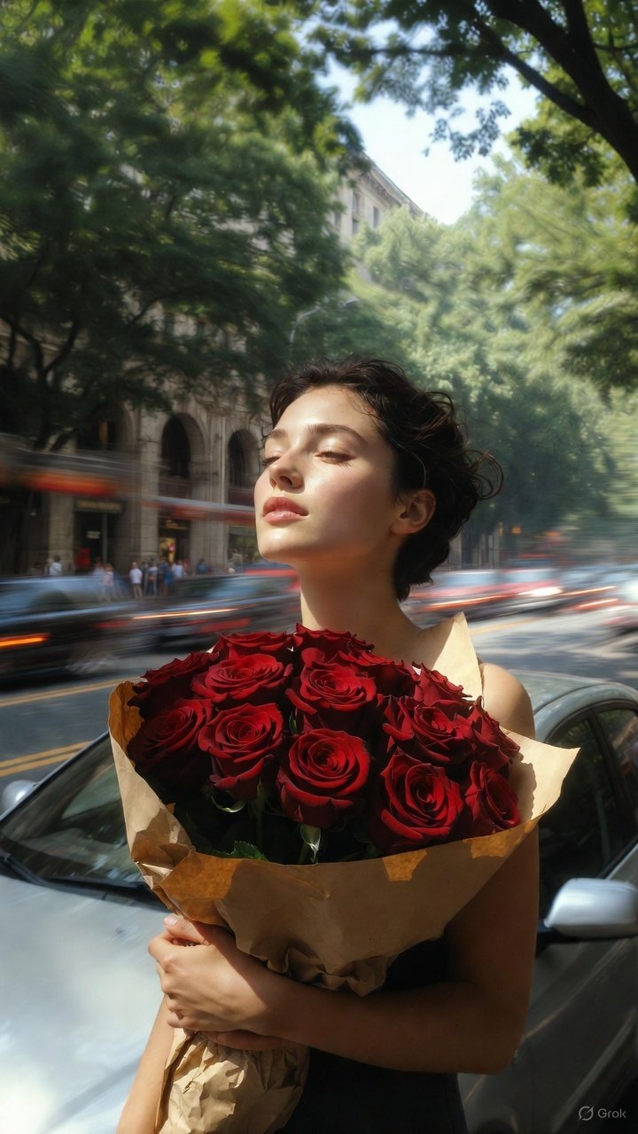 Red Roses Street Dreamy Image Prompt for Girls Easy To Use — Grok result 1
