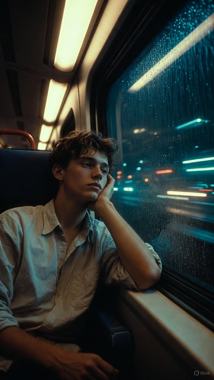Rainy Train Window Photo For Male And Female Easy to Use Prompt — Grok result 2