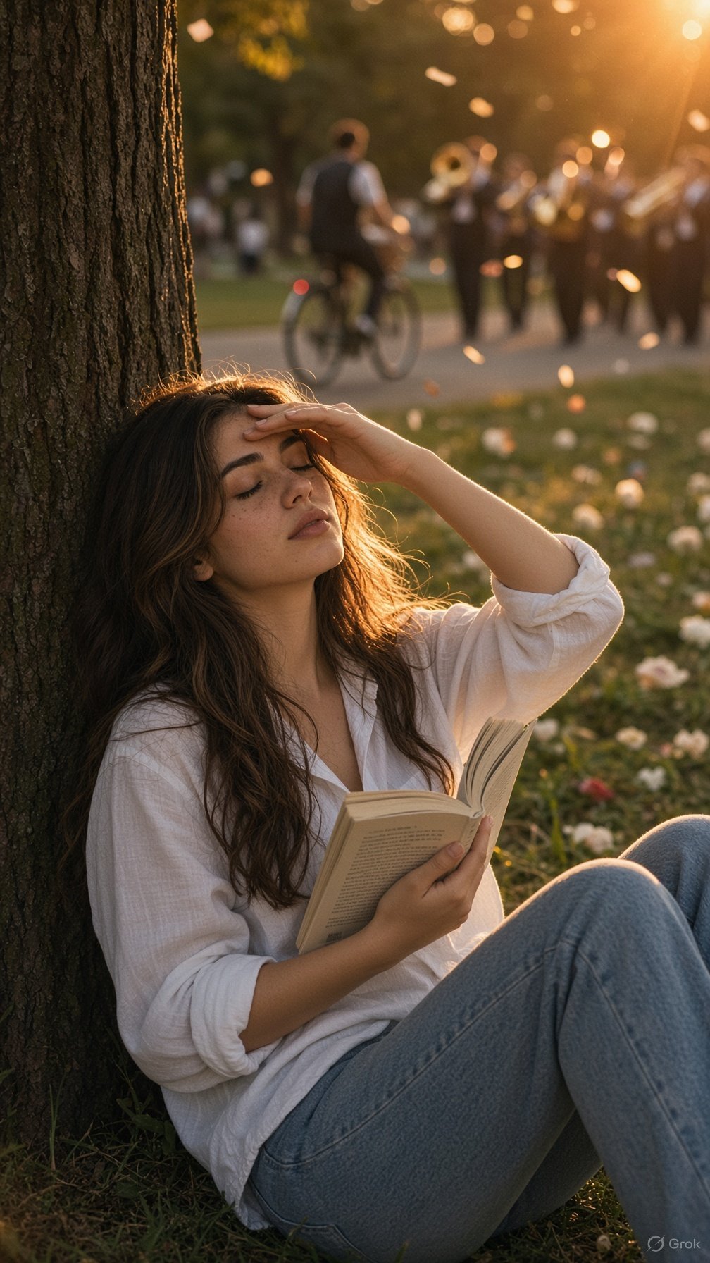 Golden Hour Park Image Prompt for male and female — Grok result 1
