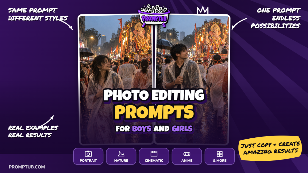 Ganesh Visarjan Rain Walk — Cinematic Indian Street Photo Prompt — AI generated preview